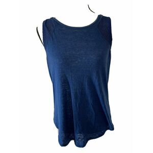 Twenty Montreal Womens Solid Navy Blue Linen Tank Top  Large